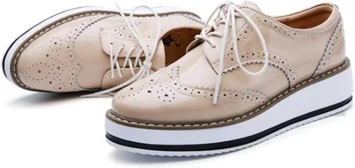 Vista 7 de DADAWEN - Zapatos con cintas tipo Oxford, con plataforma, para mujer, punta cuadrada