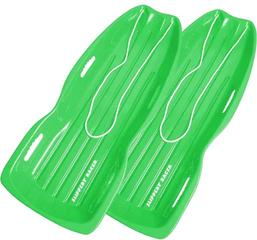 Vista 12 de Slippery Racer Downhill Xtreme Flexible Adults and Kids Plastic Toboggan Snow Sled for up to 2 Riders with Pull Rope and Handles