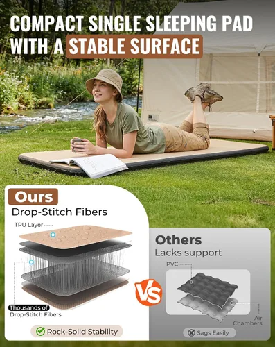Vista 2 de KingCamp FLEXIREST 5.0 - Colchoneta inflable para acampar, individual 29.9 in-Solo