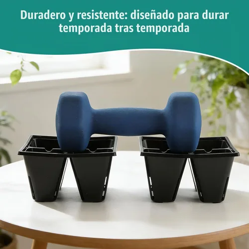Vista 6 de RooTrimmer Paquete de 40 bandejas reutilizables de 4 celdas para plantas de semillero, bandejas profundas de células grandes con agujeros de drenaje