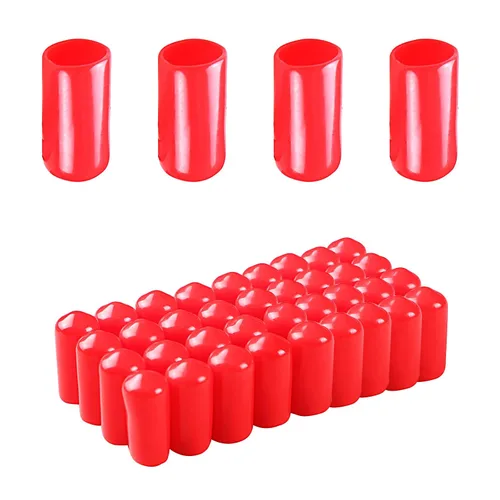 Vista 23 de Cubierta de tapa de extremo redondo de goma 0.08 pulgadas (0.079 in), protectores de rosca de tornillo de PVC flexible de tubería de tubería
