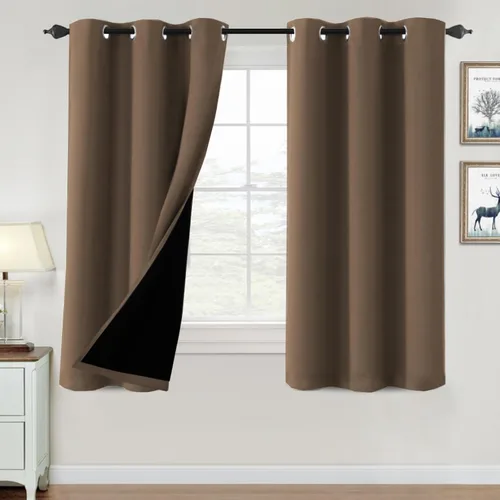 Vista 113 de H.VERSAILTEX Cortinas 100% de opacidad para dormitorio, con aislamiento térmico, cortinas opacas de 63 pulgadas de largo, cortinas de bloqueo