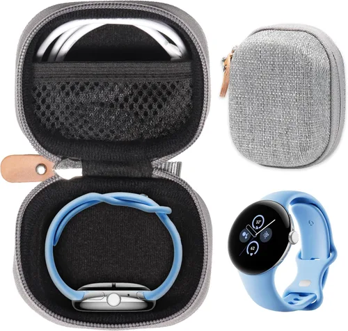 Vista 6 de Funda para Google Pixel Watch 2, Pixel Watch, con bolsillo de malla para cargador (negro)