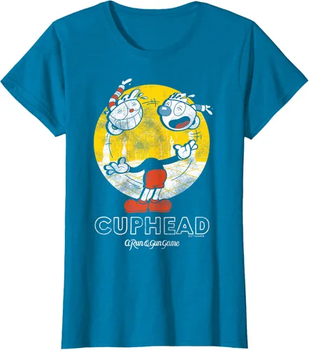 Vista 31 de Cuphead Camiseta con Mugman Head Malabarismo Negro