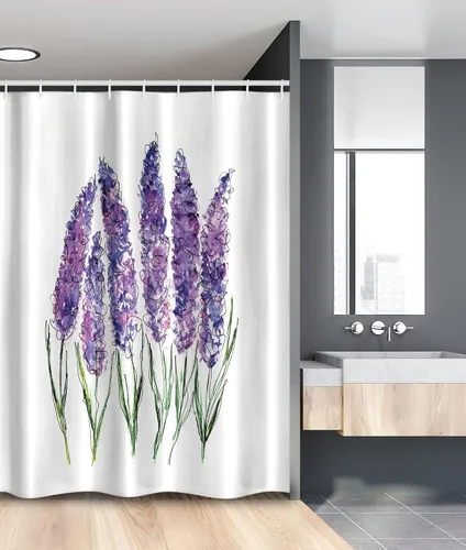 Vista 127 de Ambesonne Decor Collection, juego de cortina con ganchos para regadera Amarillo y marrón
