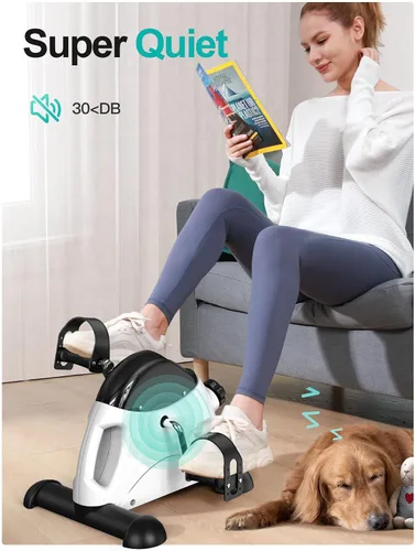 Vista 4 de Cyclace Ejercitador de pedales de bicicleta debajo del escritorio para ejercicio de brazos/piernas, mini bicicleta de ejercicio portátil