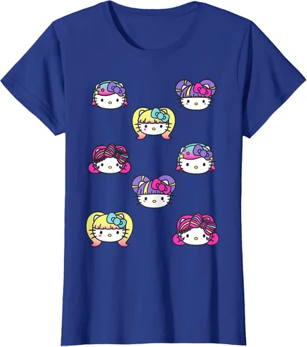 Vista 55 de hello kitty Kawaii Multi peinado Tee, Azul (Heather blue)