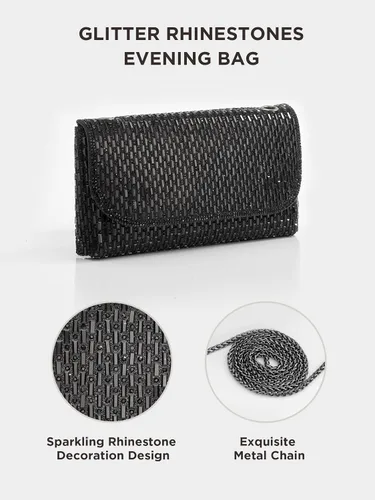 Vista 4 de Coucoland Bolsos de mano para mujer, bolsas de noche formales con diamantes de imitación brillantes, bolsa de hombro para boda, cóctel, baile