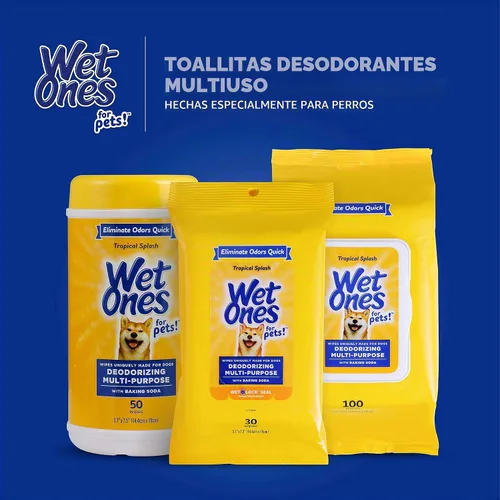 Vista 11 de Wet Ones Toallitas desodorizantes para perros para mascotas, salpicaduras