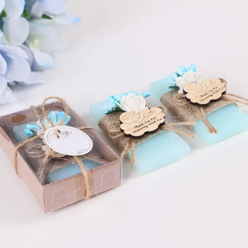 Vista 8 de HTF Paquete de 5 Mini Jabones Personalizados con Aroma a Océano, Recuerdos de Baby Shower, Regalos de Baby Shower, Recuerdos de Jabón Perfumado