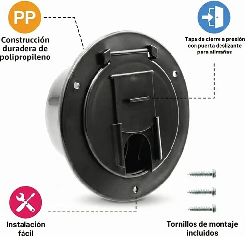 Vista 2 de Halotronics Escotilla redonda eléctrica de 4 1/4 pulgadas para cables de 30 amperios de RV (negra)