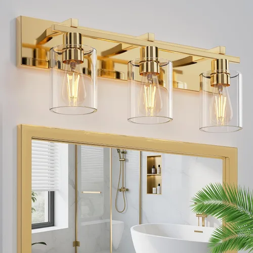 Vista 18 de Bathroom Light Fixtures Over Mirror, 2-Light Modern Matte Black Bathroom Vanity Light, Wall Lights with Clear Glass Shade, Living Room, Bedroom