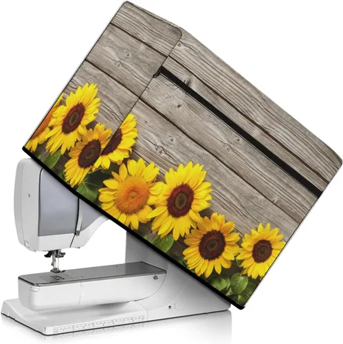 Vista 17 de Funda para máquina de coser de girasoles de otoño con prácticos bolsillos, cubierta protectora duradera acolchada contra el polvo, accesorios