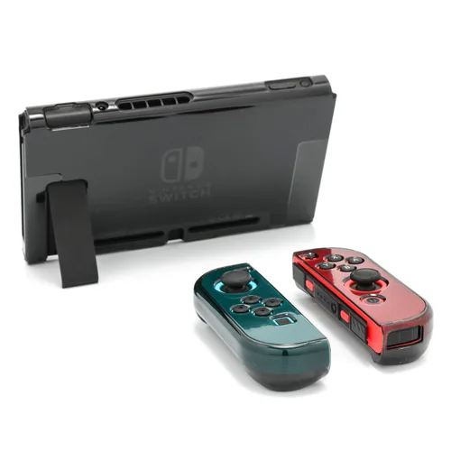 Vista 6 de Dockable Protective Case Kit for Nintendo Switch, Crystal Clear Protector for Nintendo Switch with a Tempered Glass Screen Protector and 6 Joy Stick