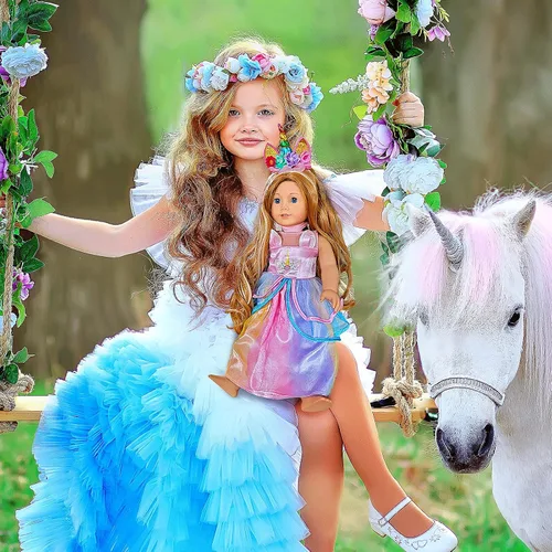 Vista 6 de WONDOLL 2 Conjuntos de Ropa para Muñecas de 18 Pulgadas - Ropa de Unicornio con Clip para el Cabello y Diadema - Compatible con Todas las Muñecas