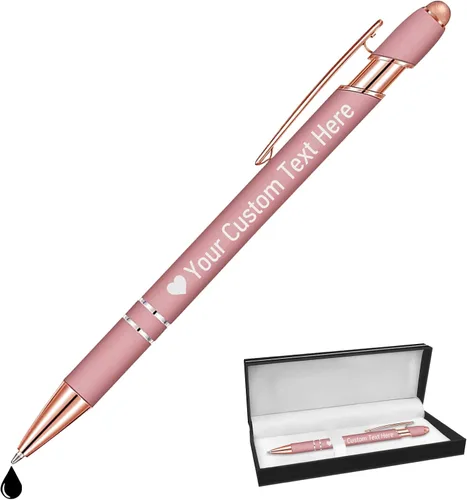 Vista 83 de STREADVE Bolígrafos personalizados personalizados con nombre grabado, logotipo, texto, bolígrafos de escritura suave, regalo personalizado para Negro
