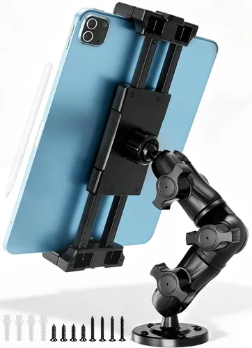 Vista 11 de OHLPRO Soporte de tableta con base de taladro resistente para tablero de camión, soporte permanente atornillado para iPad de automóvil