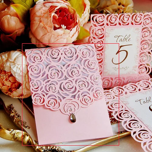Vista 3 de 2 plantillas de metal troqueladas, invitación de boda, borde de rosa, plantillas cortadas para bricolaje, álbumes de recortes, álbum de fotos