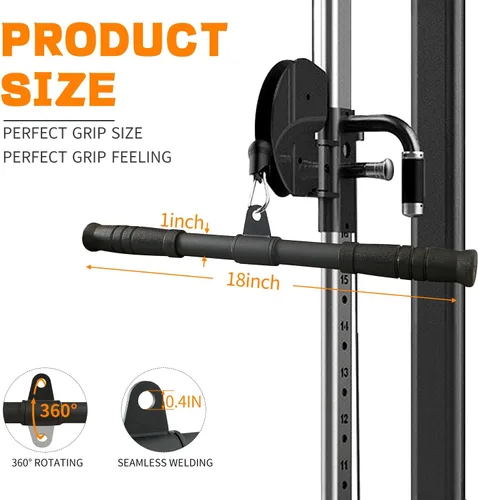 Vista 4 de Barra recta, barra desplegable giratoria 360, accesorios de cable para accesorios de cable para máquina de cable de gimnasio, barra de rizo