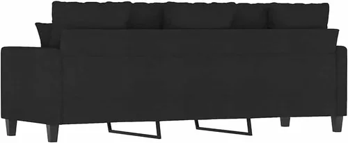 Vista 5 de vidaXL Sofá de 3 plazas, tela, metal, textileno, diseño moderno, asiento cómodo, para sala de estar o salón, negro