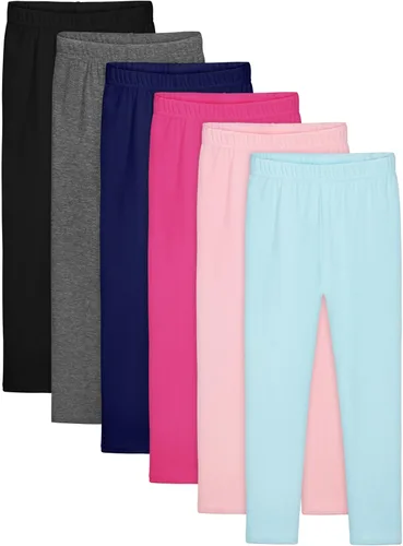 Vista 7 de Resinta Paquete de 6 Leggings de Algodón para Niñas Pantalones Ajustados Elásticos de Ponerse Fácil con Cintura Elástica Extensibles de Longitud