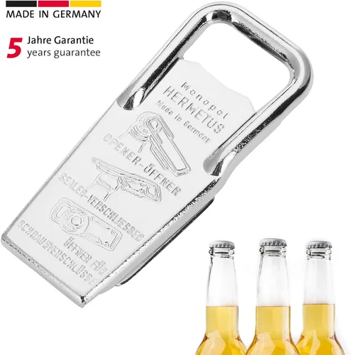 Vista 2 de Westmark Alemania Hermetus Abridor de botellas de cerveza con resellador 3 en 1 de acero