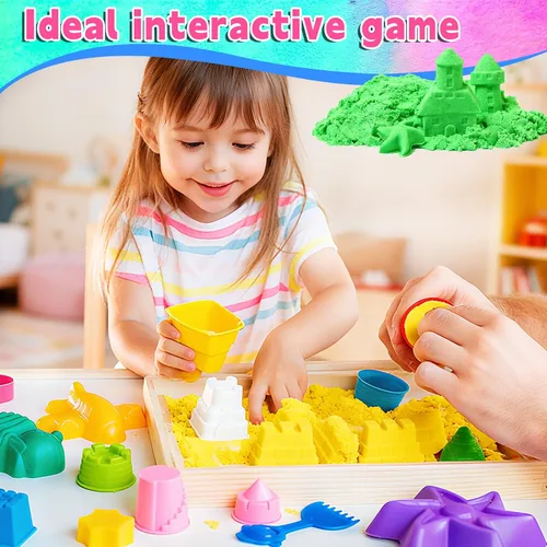 Vista 4 de Dshengoo Paquete de 12 arenas de juego coloridas, 8 libras para manualidades, kit de arte de arena, recarga sensorial a granel para niños, Navidad