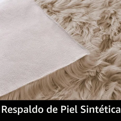 Vista 3 de Latepis - Alfombra rectangular de piel sintética tipo lana de oveja suave y esponjosa de estilo bohemio para sala de estar, dormitorio y residencias