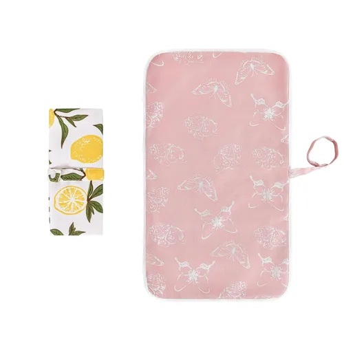 Vista 8 de Cambiador plegable para bebé, paquete de 2, cambiador de pañales, impermeable, tapete de viaje para pañales, almohadilla para orinario infantil, kit