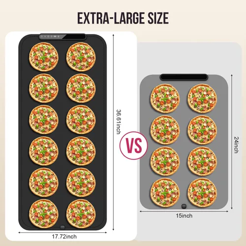 Vista 5 de Tapete de calentamiento para alimentos – Bandeja de calentamiento eléctrica, XXL (36 x 16 pulgadas), tapete calentador de alimentos