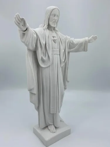 Vista 3 de THE FAITH GIFT SHOP Estatua Blanca del Sagrado Corazón de Jesús Montmatre Made in Italy/Estatua Blanca del Sagrado Corazon de Jesus Hecha en Italia