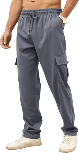 Vista 3 de CTU Pantalones deportivos de entrenamiento para hombre, pantalones deportivos con parte inferior abierta, pantalones casuales holgados con bolsillos