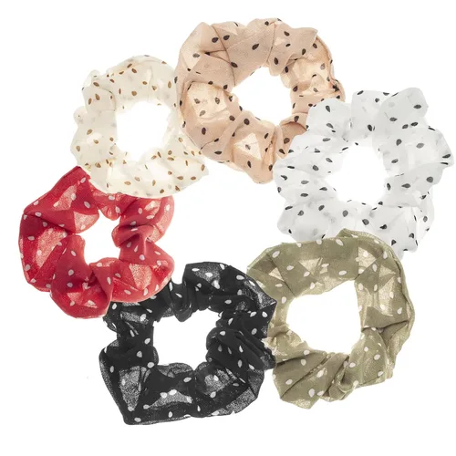 Vista 16 de Juego de bandas elásticas a cuadros azules - 5 bandas para el cabello tipo bandana para mujer