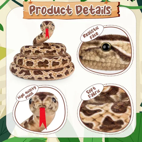 Vista 2 de Hozzi Boa Constrictor gigante de peluche grande de serpiente de peluche realista de 78.7 in / 80 pulgadas, regalos realistas para niños, fiesta