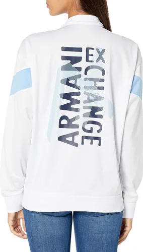 Vista 2 de Armani Exchange Sudadera con cremallera completa a rayas de los años 80 con logotipo en la parte trasera