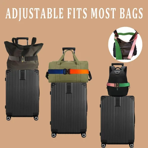 Vista 2 de Cinturón de viaje para equipaje, correa de equipaje de moda para bolsa de transporte, ajustable para la mayoría de bolsas de viaje, accesorios