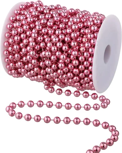 Vista 11 de WILLBOND Cuentas de árbol de Navidad de 50 pies, guirnalda de perlas artificiales, rollo de cuentas de plástico para árbol de Navidad, boda Negro