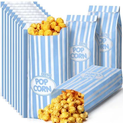 Vista 18 de Sherr 1000 Piezas Bolsas de Palomitas de Maíz de 1 Onza a Granel Negras con Rayas Retro Desechables para Noches de Película Navidad Circo Carnaval