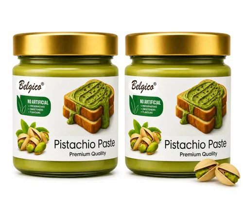 Vista 14 de Crema de Pistacho (30%) 200g (7oz) – Mantequilla de Pistacho Endulzada, Pasta, Crema para Untar y Salsa para Relleno de Barra de Chocolate de Dubái
