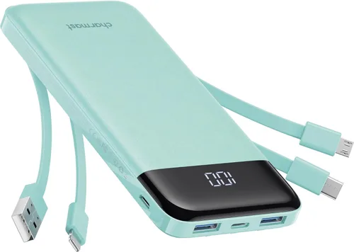 Vista 10 de charmast Cargador portátil con cables incorporados, banco de energía con cables, batería delgada de viaje de 10000 mAh, 6 salidas 3 entradas 3 A