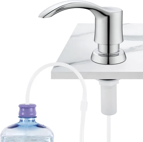 Vista 11 de Dispensador de Jabón para Fregadero de Cocina GAGALIFE con Botella Grande (Níquel Cepillado), Dispensador de Jabón Integrado para Fregadero