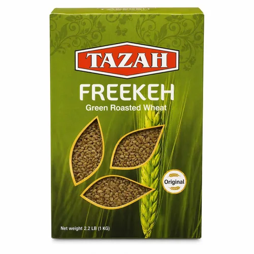 Vista 9 de TAZAH Freekeh - Trigo tostado verde, grano de trigo duro verde tostado original para pilaf Freekeh, sopa, ensaladas y guarniciones, producto