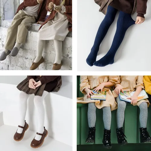 Vista 7 de Marchare Mallas de punto trenzado para bebés y niñas, medias cálidas de invierno para niñas pequeñas, paquete de 23 de 2 a 10 años