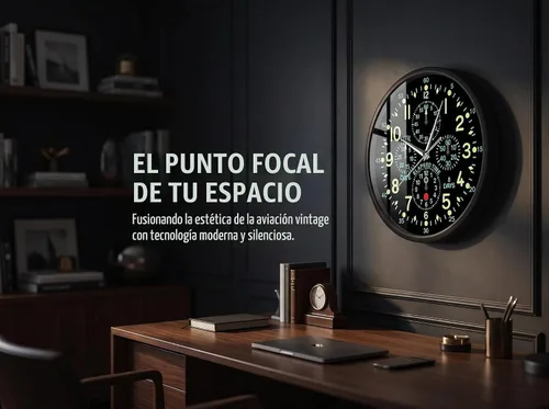 Vista 7 de Reloj de avión ''Flying Fortress'' de 12 pulgadas con marco de metal
