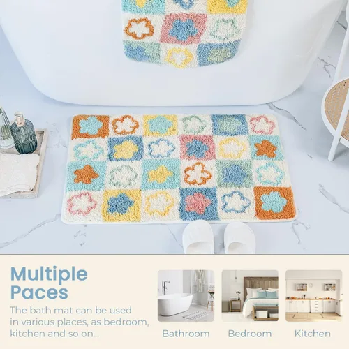 Vista 6 de Alfombra de baño extra absorbente, antideslizante, de felpa gruesa, lavable a máquina, para dormitorio, bañera y sala de estar