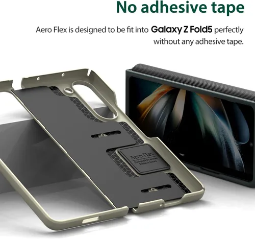 Vista 4 de araree Aero Flex - Funda para Galaxy Z Fold Series con protección de bisagra, carcasa protectora delgada (PC) con protector de bisagra (TPU), Crema