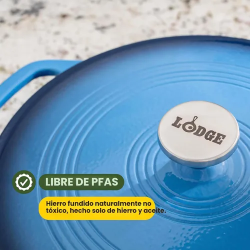 Vista 4 de Lodge Cacerola Ovalada de Hierro Fundido Esmaltado de 3.6 Cuartos con Tapa – Asas Dobles – Apta para Horno hasta 500°F o en Estufa – Úsela