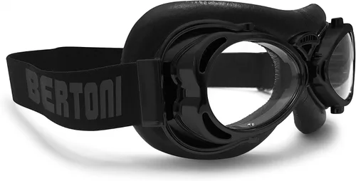 Vista 2 de Bertoni Gafas de aviador de motocicleta para mujeres y hombres, cromadas, color negro, tamaño Compaq Italia AF77
