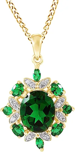 Vista 2 de Simulado Verde Esmeralda & Blanco Circonita Cúbica Colgante Collar 14K (Plata de ley chapada en oro (3,8ct)
