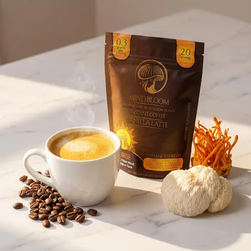 Vista 4 de Café instantáneo Sunrise Vanilla Latte - Mezcla patentada de hongos